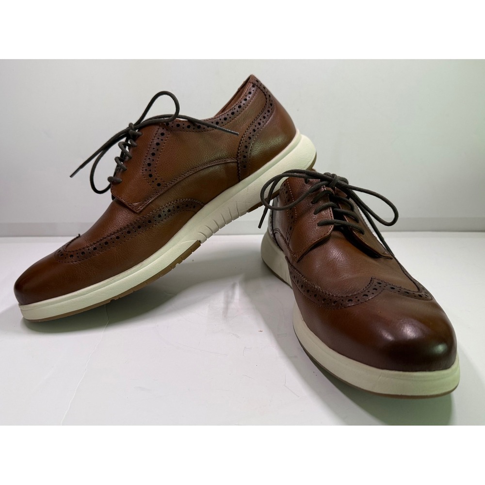 Florsheim Brown Leather Wingtip Oxford Shoes White Sole Men's Lace-Up‎ Size 11D